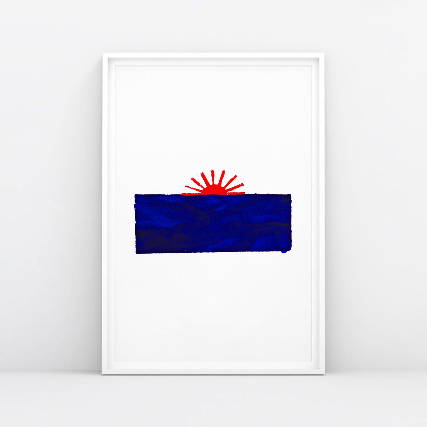 Timur Novikov "Sunset In Blue Sea" 1990 artwork print. Framed. www.timurnovikov.art