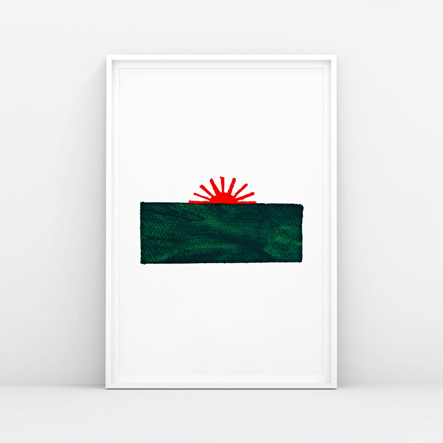 Timur Novikov "Sunset In Green Sea" 1990 artwork print. Framed. www.timurnovikov.art