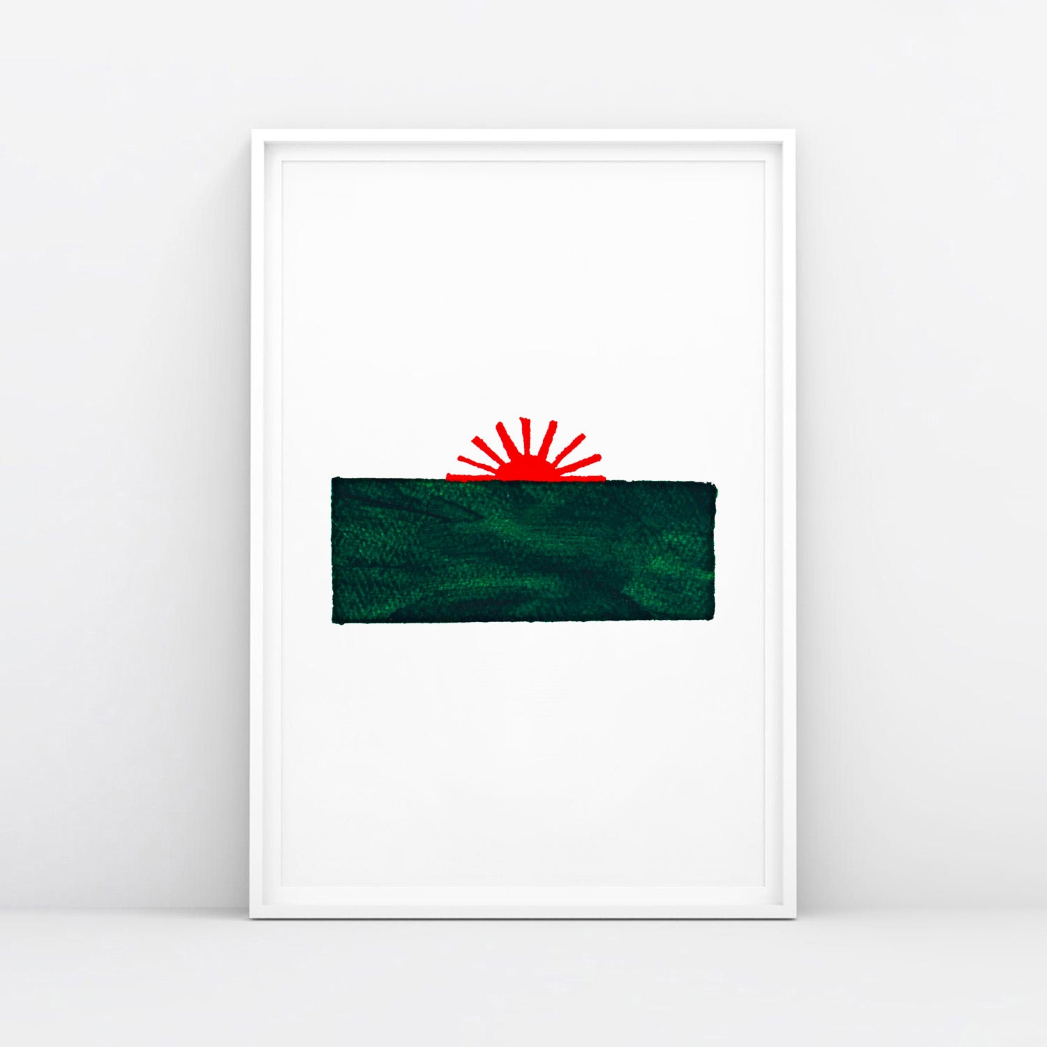 Timur Novikov "Sunset In Green Sea" 1990 artwork print. Framed. www.timurnovikov.art