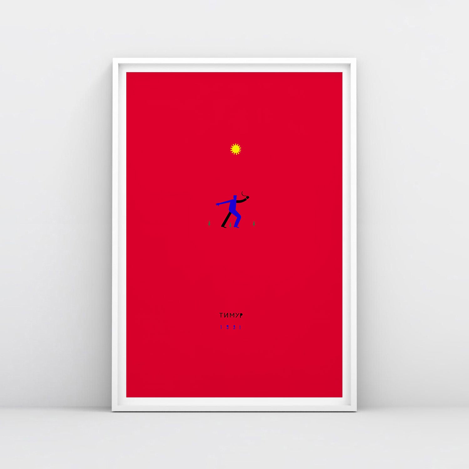 Timur Novikov large red painting print Reaper 1991. www.timurnovikov.art