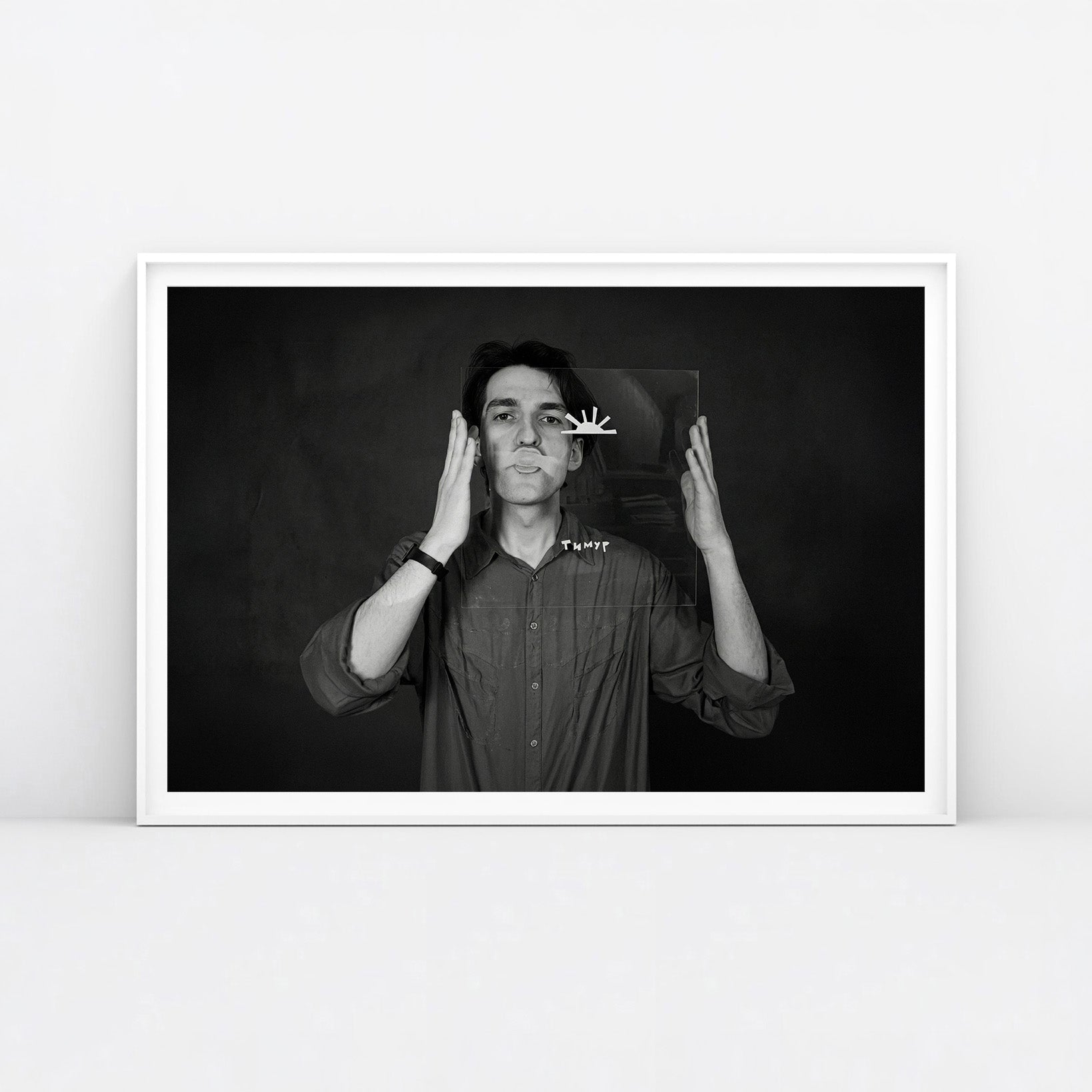 Timur Novikov b&w photo self-portrait large print. Framed. www.timurnovikov.art