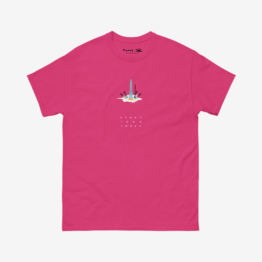 Timur Novikov "Start" (Старт) 1989 pink unisex T-shirt. www.timurnovikov.art