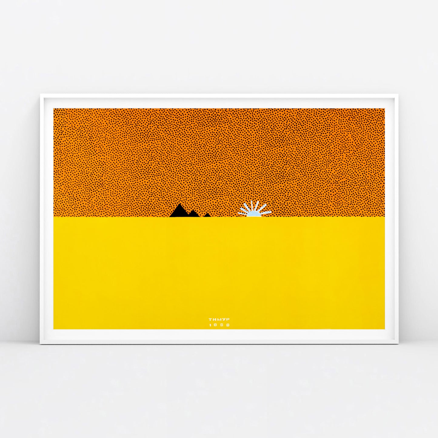 Timur Novikov "Pyramids" (Пирамиды) 1989 painting large print. Framed. www.timurnovikov.art