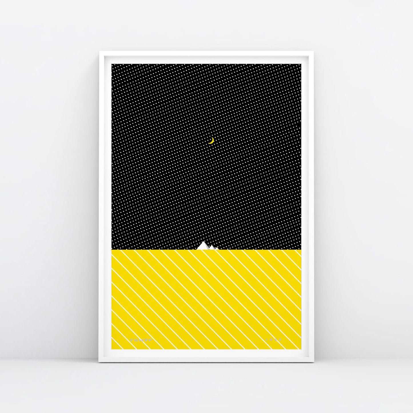 Timur Novikov "The Pyramids" (with half moon) 1989 artwork large print. Framed. www.timurnovikov.art