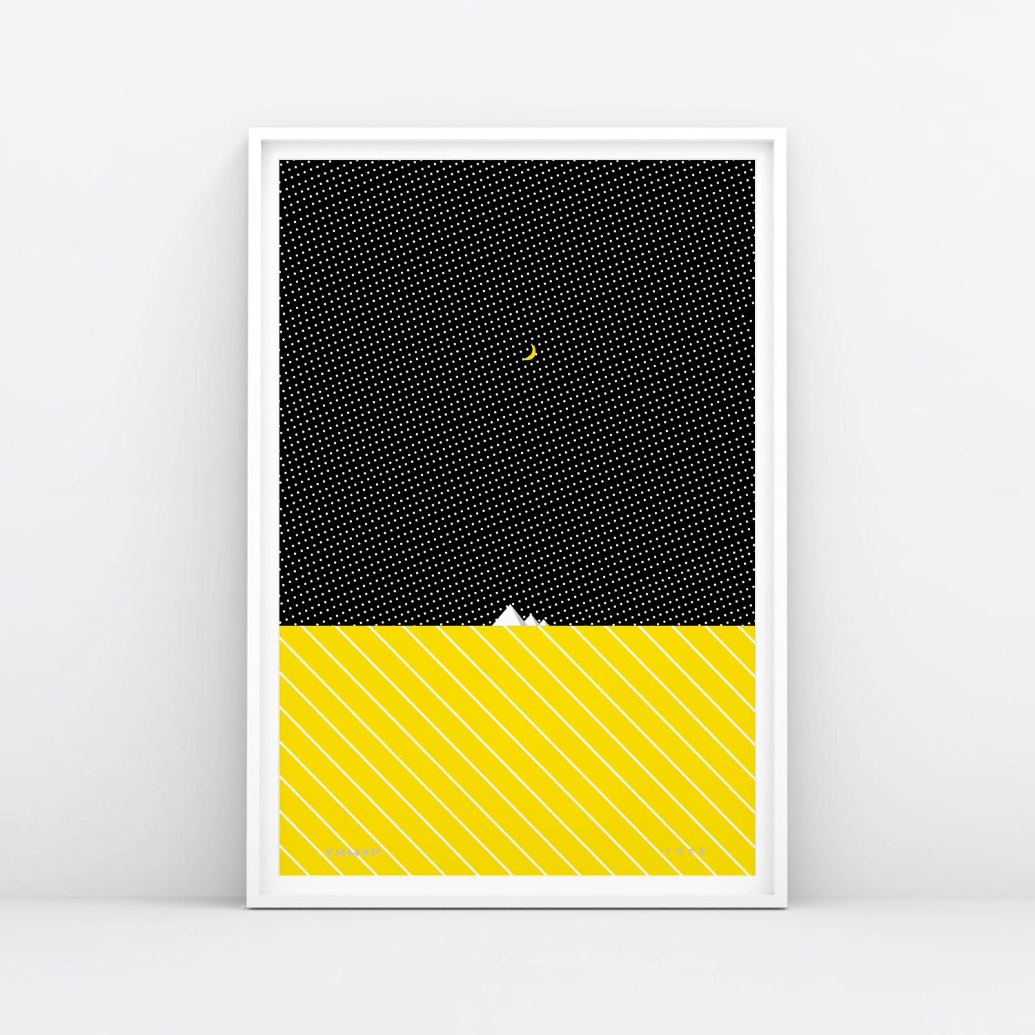 Timur Novikov "The Pyramids" (with half moon) 1989 artwork large print. Framed. www.timurnovikov.art